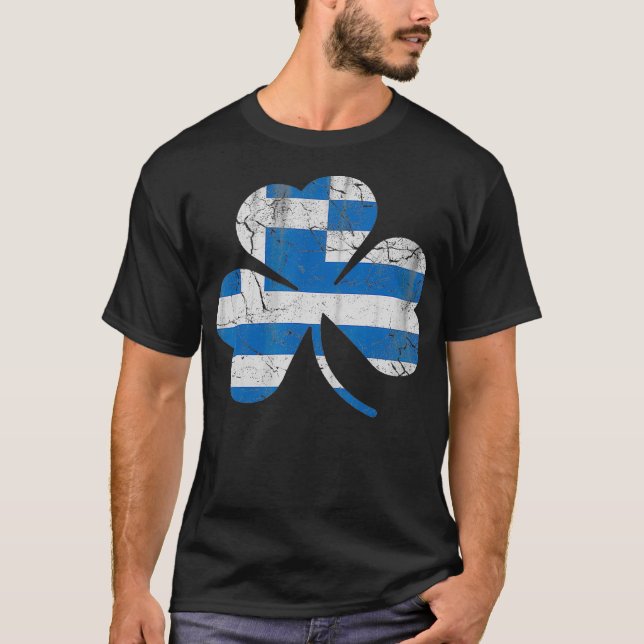 Camiseta Greek Flag Shamrock Irish  St Patricks Day (Frente)