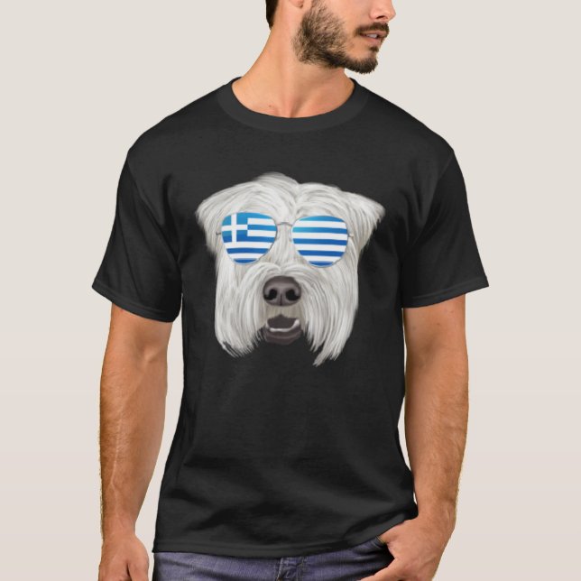 Camiseta Greek Flag Soft Coated Wheaten Terrier Dog Greece  (Frente)