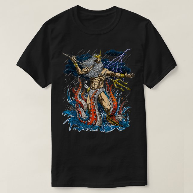Camiseta Greek God Poseidon Trident Ancient Greek Mythology (Frente do Design)
