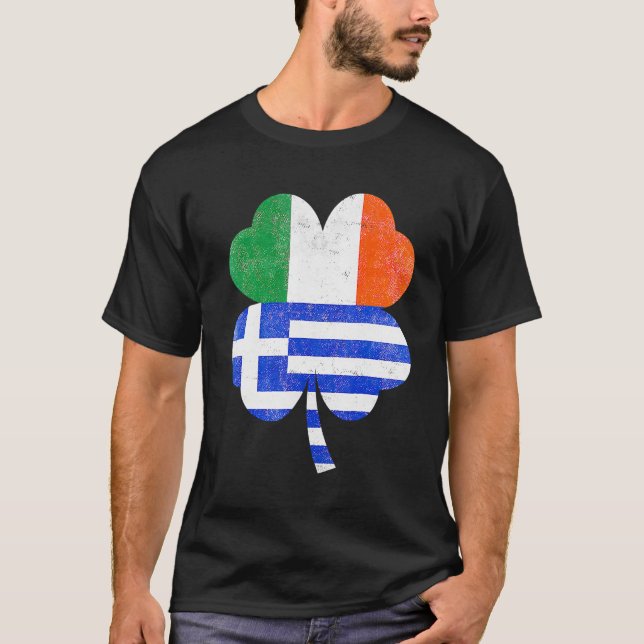 Camiseta Greek Irish Shamrock Greece Ireland Flag St Patric (Frente)