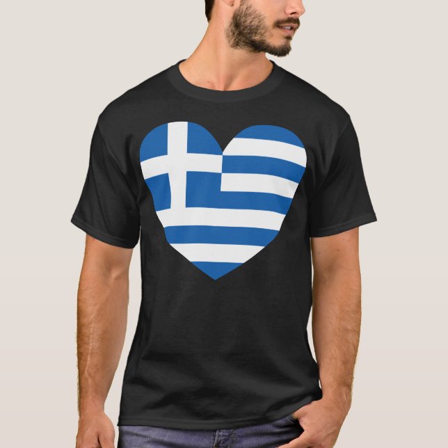 Camiseta Greek Pride Flag Love Heart (Frente)
