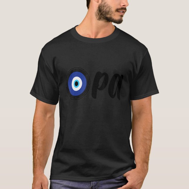 Camiseta Greek Pride Opa Greek Key Hellas Greece Evil Eye M (Frente)