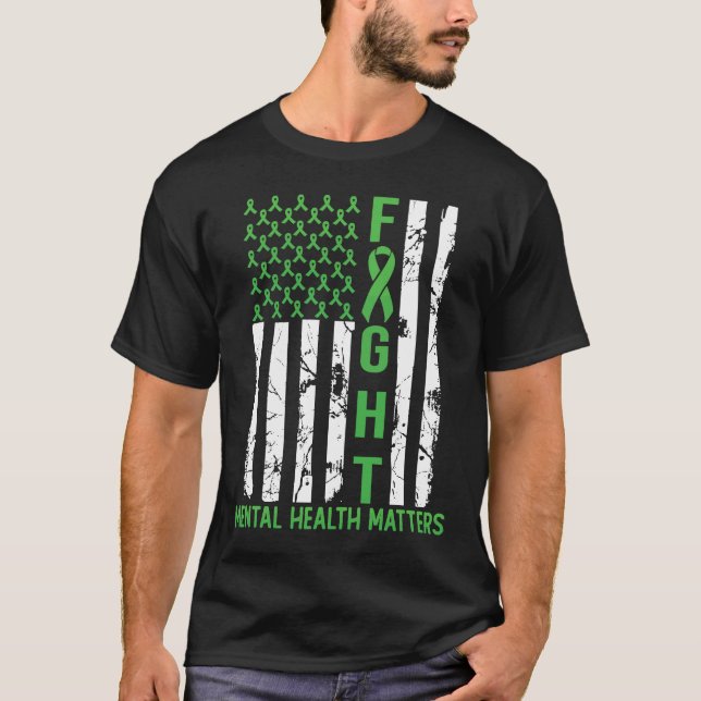 Camiseta Green American Flag USA Mental Health (Frente)