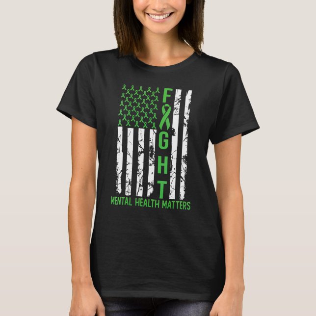 Camiseta Green American Flag USA Mental Health (Frente)