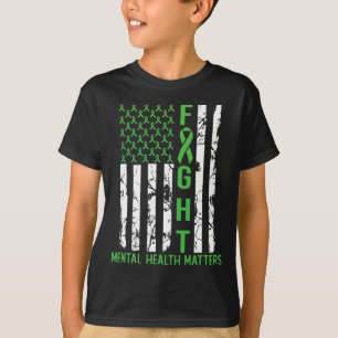 Camiseta Green American Flag Usa Mental Health Problems