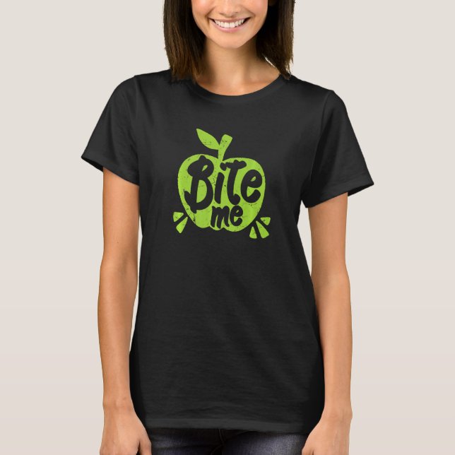 Camiseta Green Apples Bite Me Distressed Apple Lovers Premi (Frente)