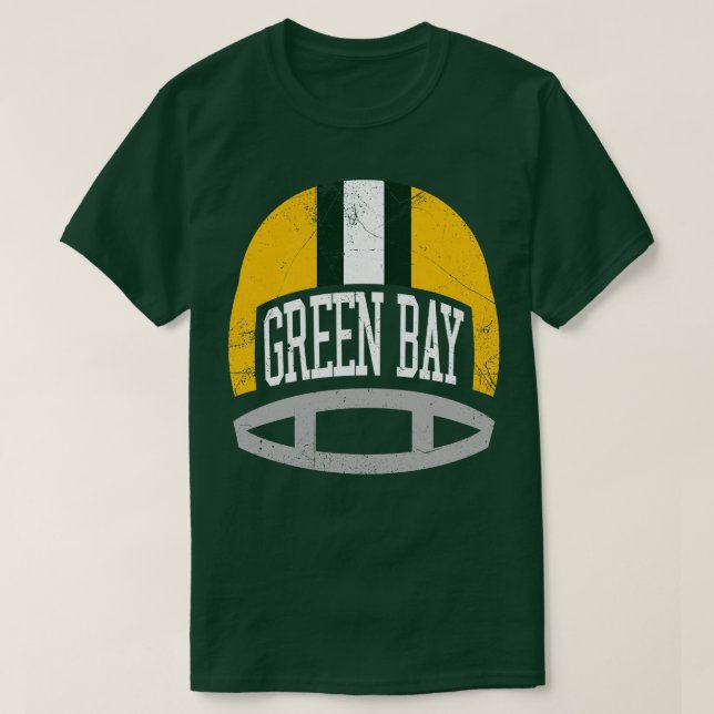 Camiseta Green Bay Retro Helmet Green (Frente do Design)