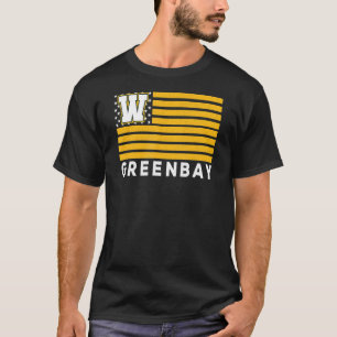 Camiseta Green Bay USA Flag Dark Green Bay Amer