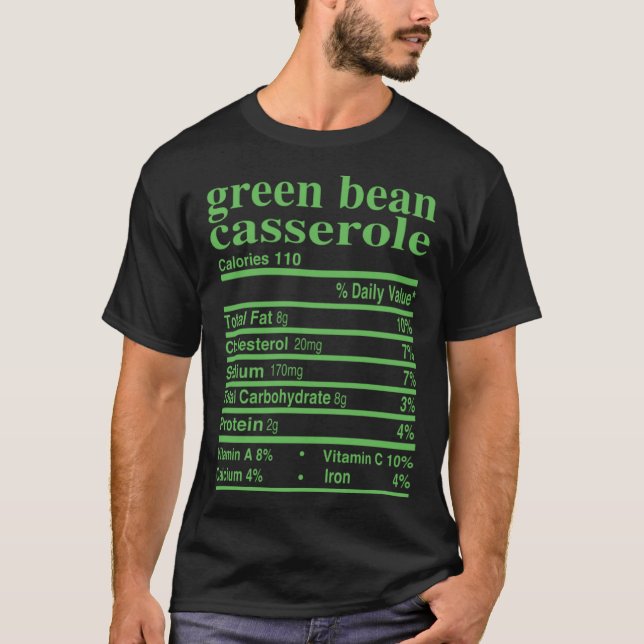 Camiseta Green Bean Casserole Costume Thanksgiving Nutritio (Frente)