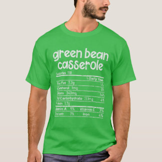 Camiseta Green Bean Casserole Food Nutrition Facts Family M