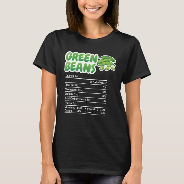 Camiseta Green beans Nutrition Facts  Thanksgiving Christma (Frente)