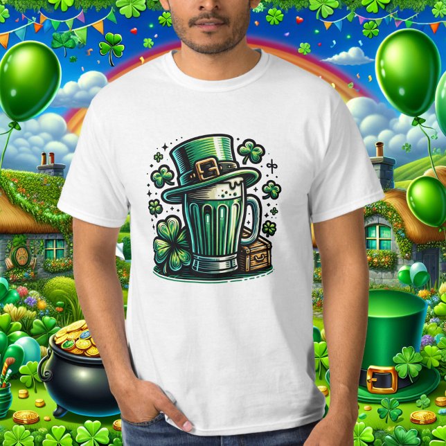 Camiseta Green Beer e Leprechaun Hat (Criador carregado)