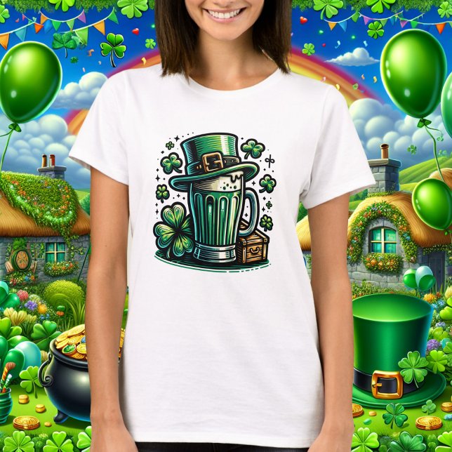 Camiseta Green Beer e Leprechaun Hat (Criador carregado)
