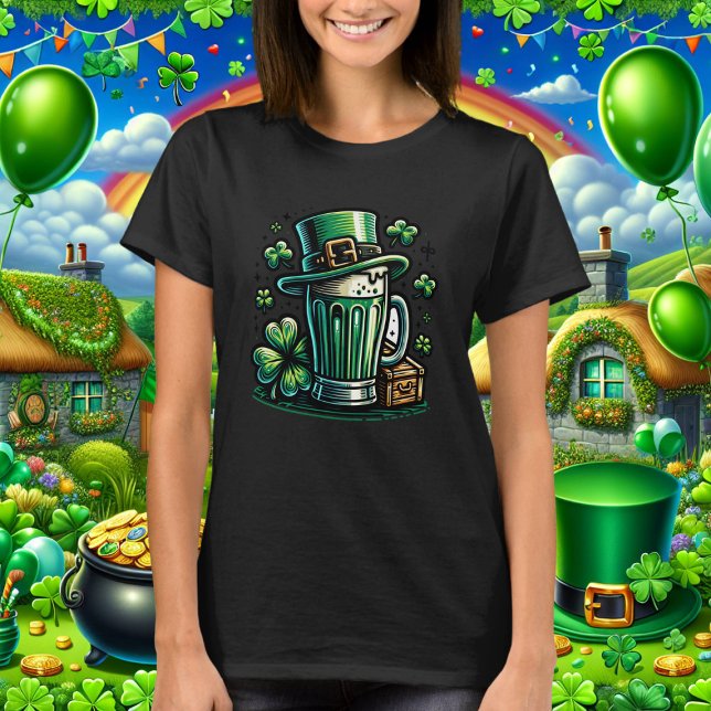 Camiseta Green Beer e Leprechaun Hat (Criador carregado)
