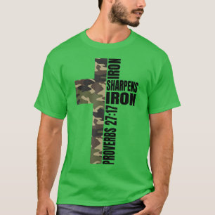 Camiseta Green Camo Iron Sharpenes Iron Christian Cross Fam