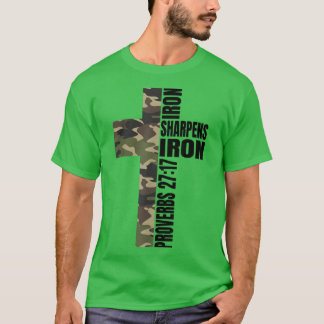 Camiseta Green Camo Iron Sharpenes Iron Christian Cross Fam