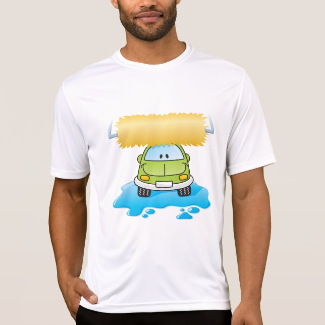 Camiseta Green Cartoon Car Wash Happy Little Car (Frente)