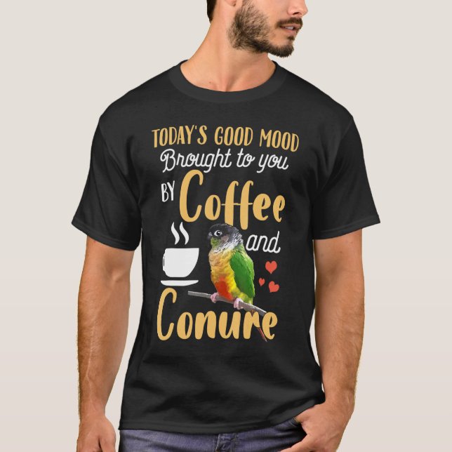 Camiseta Green Cheek Conure Bom Café E Conure Papagaio (Frente)