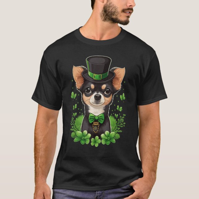 Camiseta Green Chihuahua shamrock on St Patricks Day Chihua (Frente)
