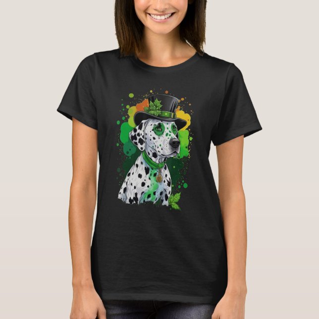 Camiseta Green Dalmatian shamrock on St Patricks Day Dalmat (Frente)