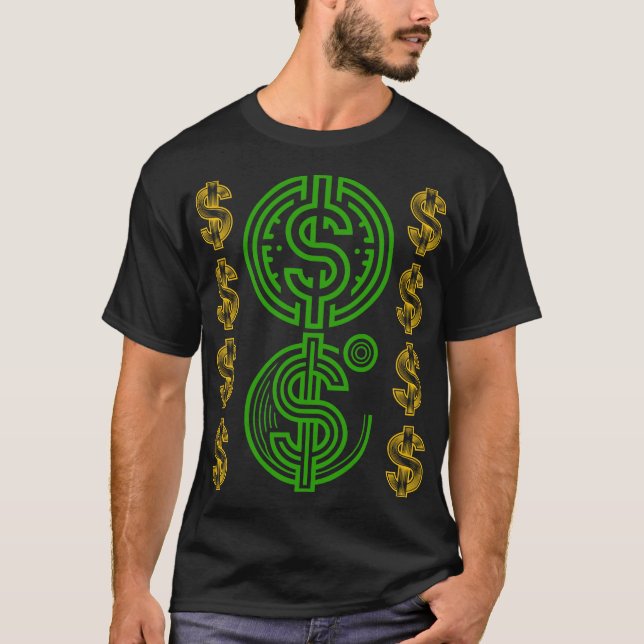 Camiseta Green Dollar Symbol - Gold Dollar Icon (Frente)