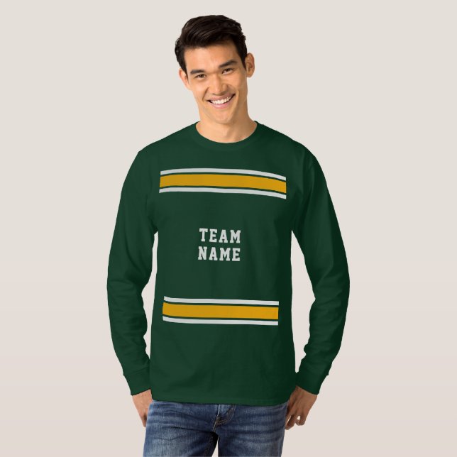 Camiseta Green Dourada White Sports Jersey Team Long Sleeve (Frente Completa)