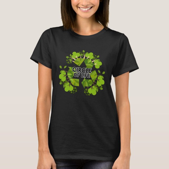 Camiseta Green Earth Day Circle Of Life Trees With Recycle  (Frente)