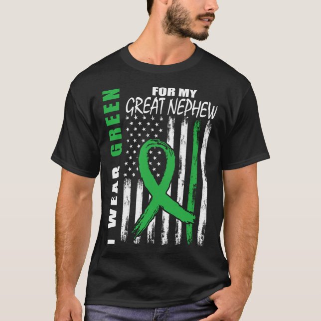 Camiseta Green For Great Nephew Kidney Disease Awareness Fl (Frente)