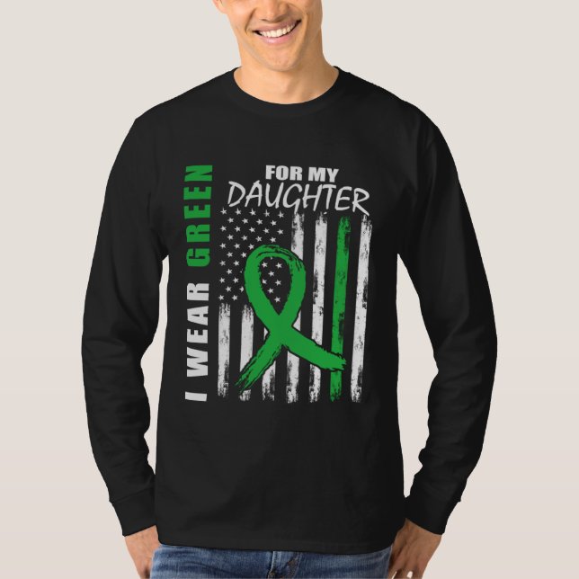Camiseta Green For My Daughter Kidney Disease Awareness Fla (Frente)