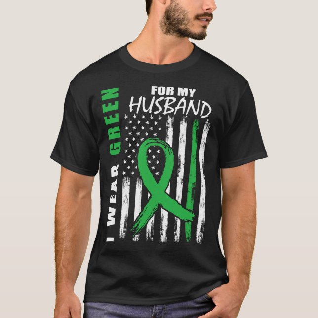 Camiseta Green For My Husband Kidney Disease Awareness USA  (Frente)