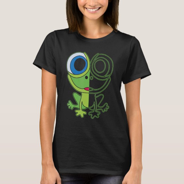 Camiseta Green frog with big eyes animal motif with toad (Frente)