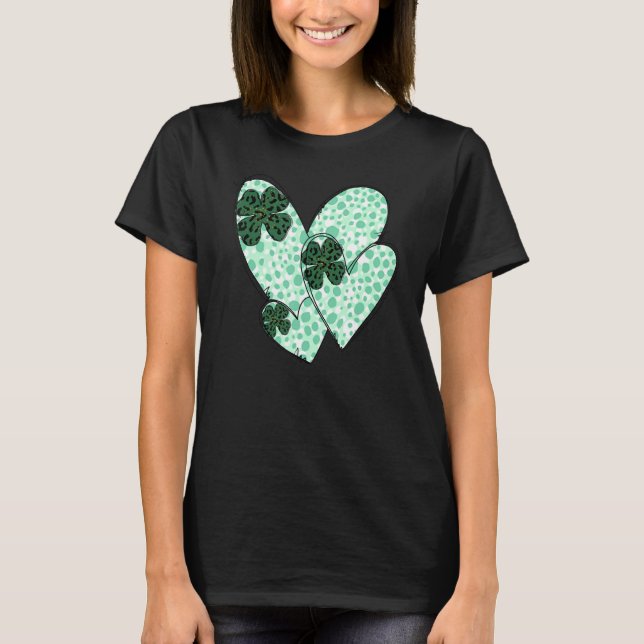 Camiseta Green Hearts Lover Shamrock Irish Leprechaun St Pa (Frente)