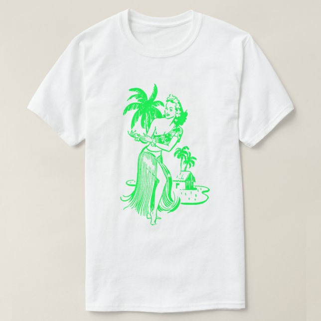Camiseta Green Hula Girl (Frente do Design)