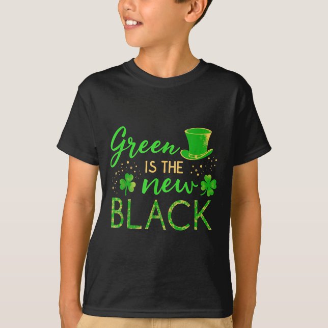 Camiseta Green Is The New Black - St. Patrick’s Day Shamroc (Frente)
