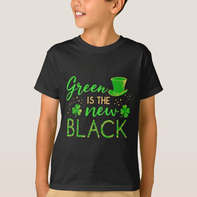 Camiseta Green Is The New Black - St. Patrick’s Day Shamroc (Frente)