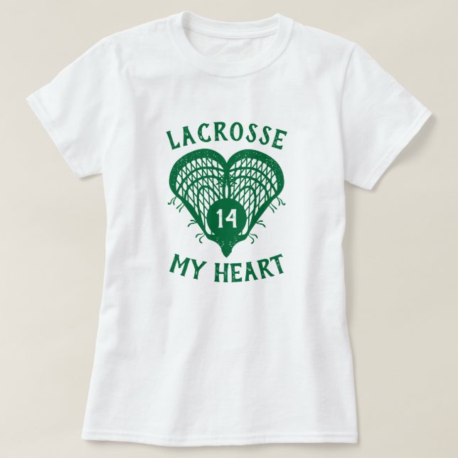 Camiseta Green Lacrosse My Heart T-Shirt (Frente do Design)