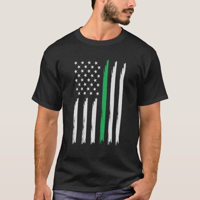 Camiseta Green Line American Flag St Patrick's Day Family O (Frente)