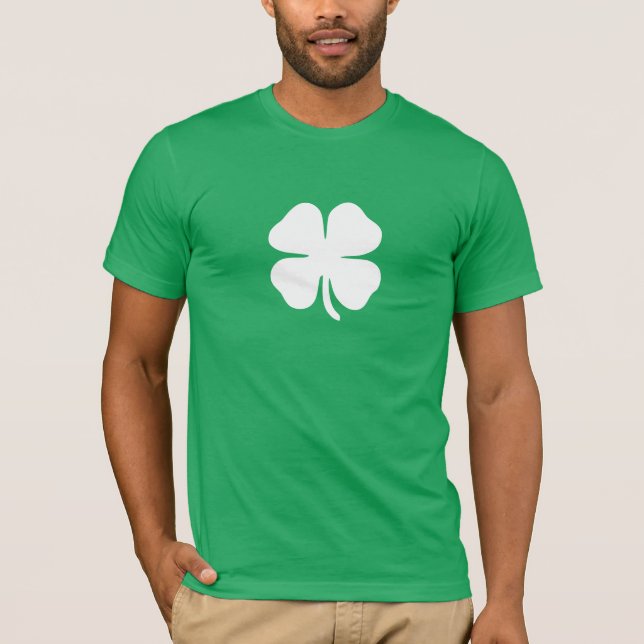 Camiseta Green Lucky Four Leaf Clover Irlandês (Frente)