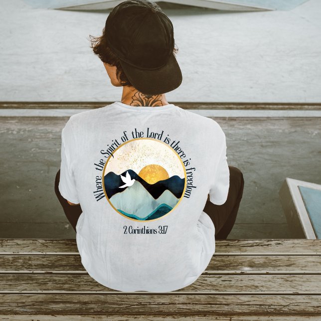 Camiseta Green mountains freedom bible scripture (Criador carregado)