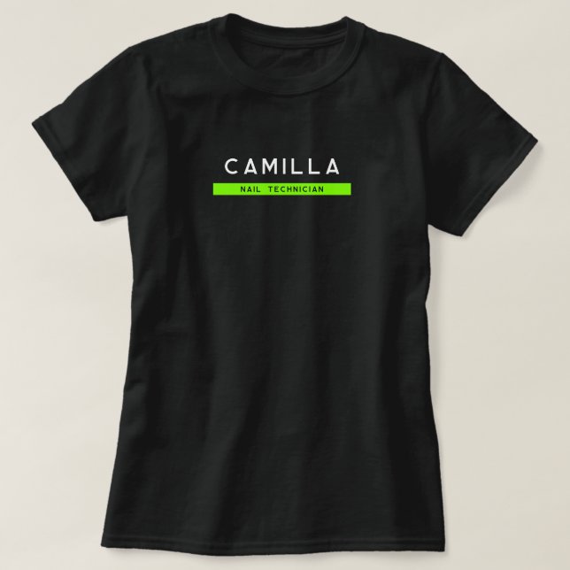 Camiseta Green Neon Nail Salon & Technician (Frente do Design)