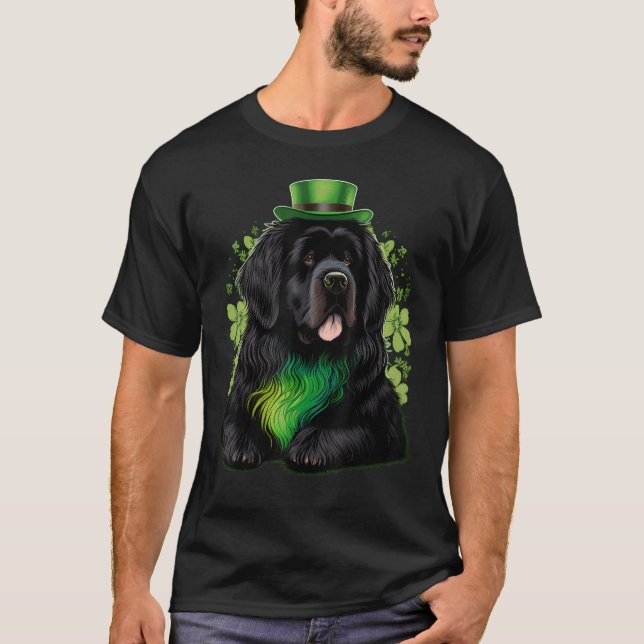 Camiseta Green Newfie Dog shamrock St Patricks Day Newfound (Frente)