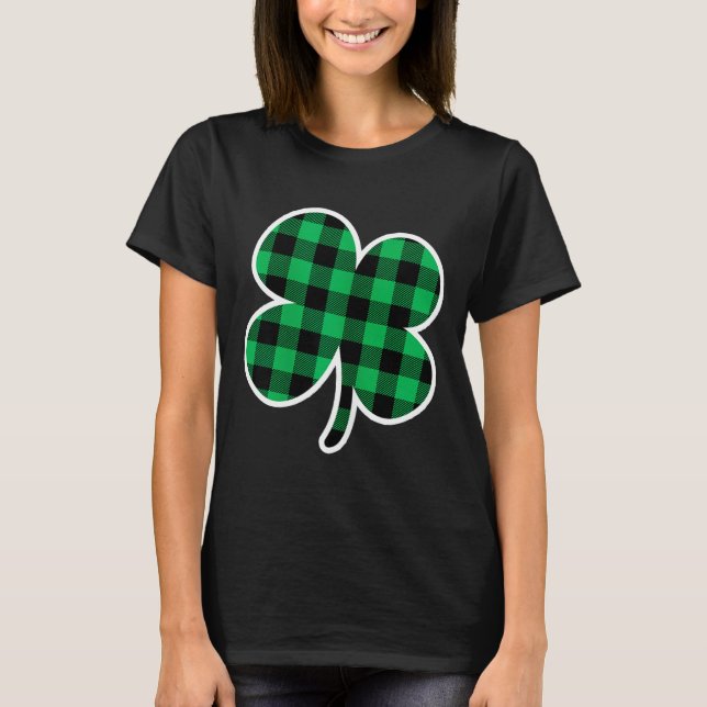 Camiseta Green Plaid Clover St Patricks Day Women Shamrock  (Frente)
