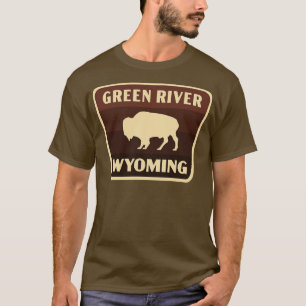 Camiseta Green River Wyoming Retro Buffalo Crachá Brown