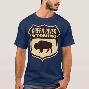 Camiseta Green River Wyoming Retro Buffalo Shield Brown