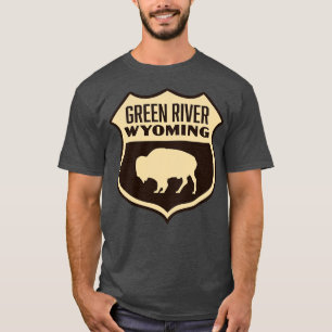 Camiseta Green River Wyoming Retro Buffalo Shield Tan