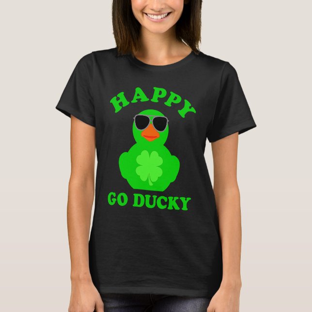 Camiseta Green Rubber Duck Sunglasses Happy Go Ducky St Pat (Frente)