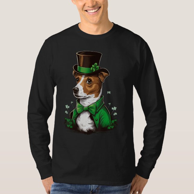 Camiseta Green shamrock on St Patricks Day Jack Russell Ter (Frente)