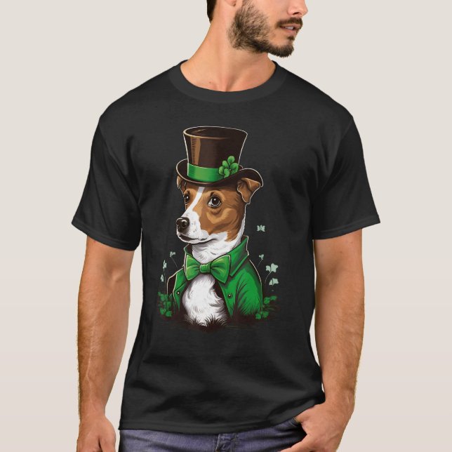 Camiseta Green shamrock on St Patricks Day Jack Russell Ter (Frente)