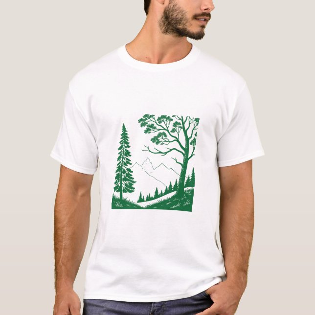 Camiseta Green Tree Mountain Forest Nature Lover T-Shirt (Frente)
