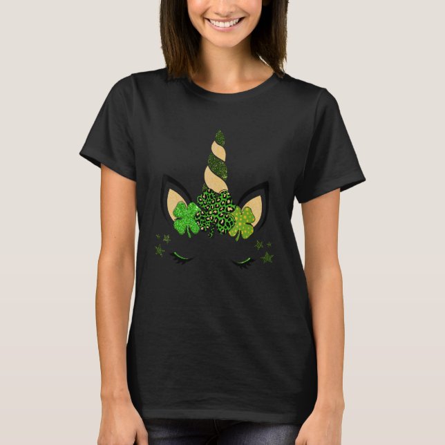 Camiseta Green Unicorn Shamrock Irish Leprechaun St Patrick (Frente)
